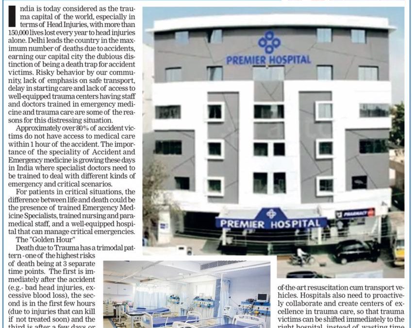 An Article In Times Of India About Premier Hospitals Critical & Trauma Care Services