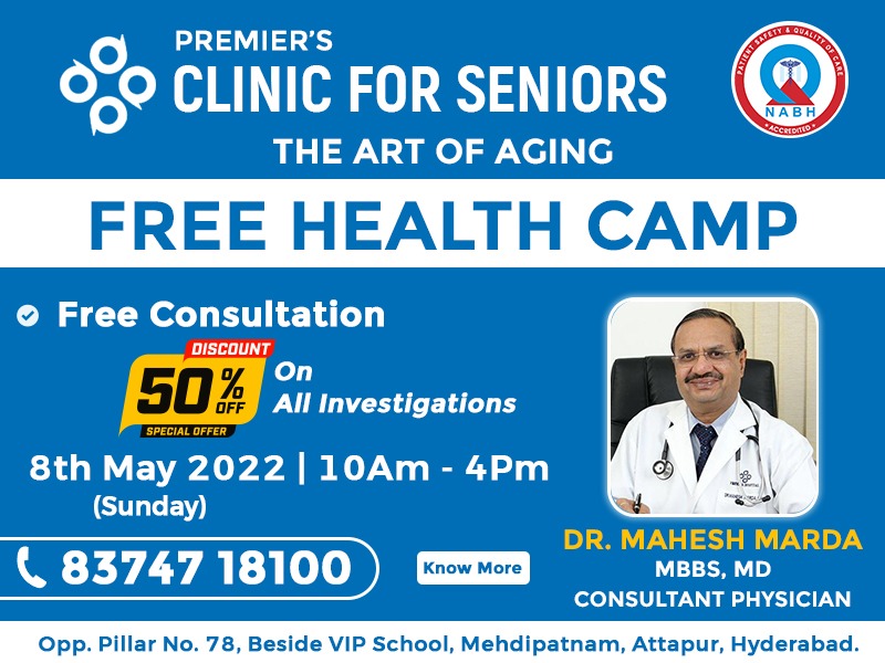 Free Health Camp By Premier Hospital For Senior Citizens On 8th May 10 AM – 4 PM